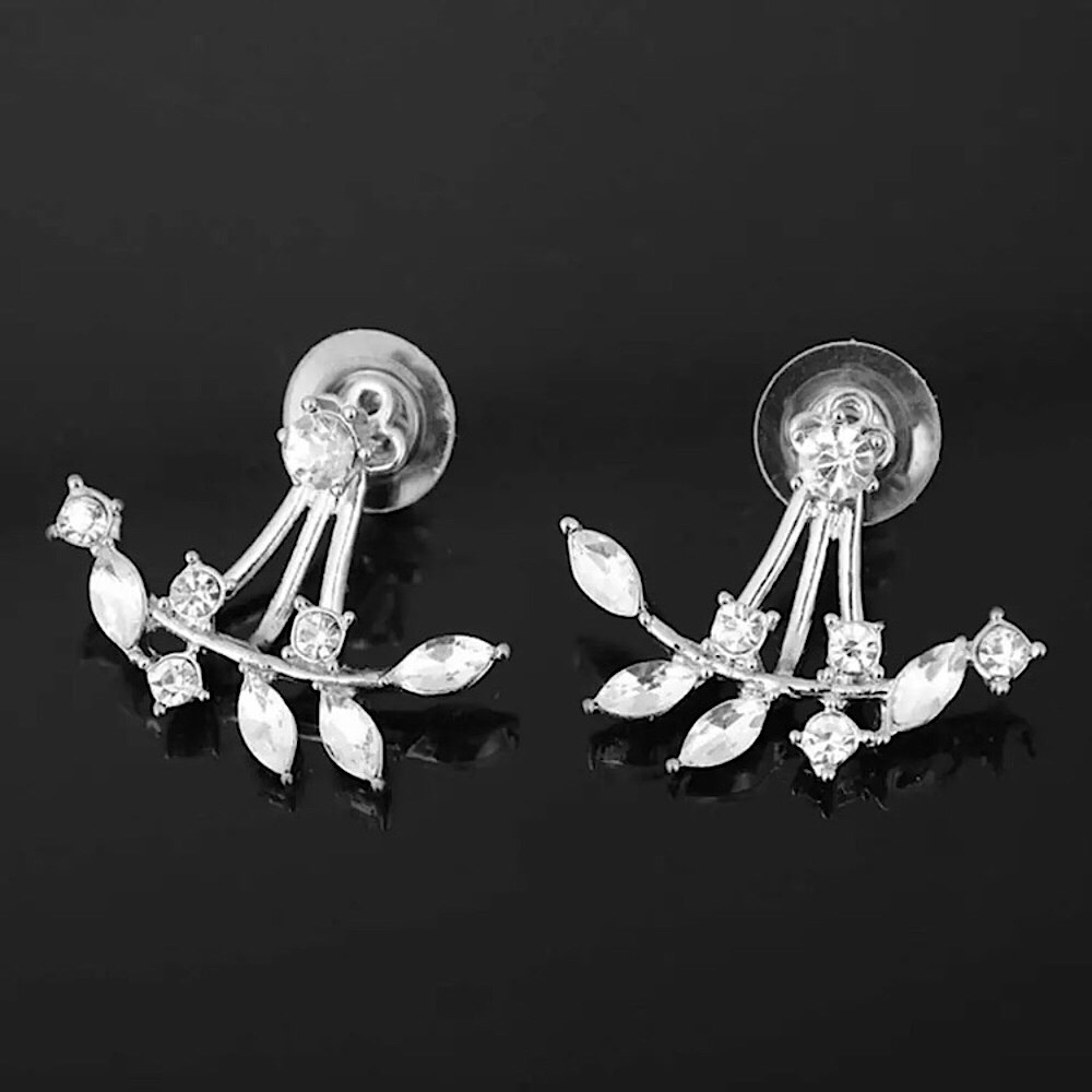 ⚜️𝟯𝟬%𝗢𝗙𝗙 𝗯𝘂𝗻𝗱𝗹𝗲𝘀 𝟯+⚜️ NEW Floral Rhinestone Jacket Earrings - Picture 12 of 16